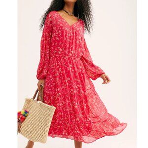 Free People Floral Wallflower Tiered Maxi. NWT. 99% polyester, 1% elastane, M